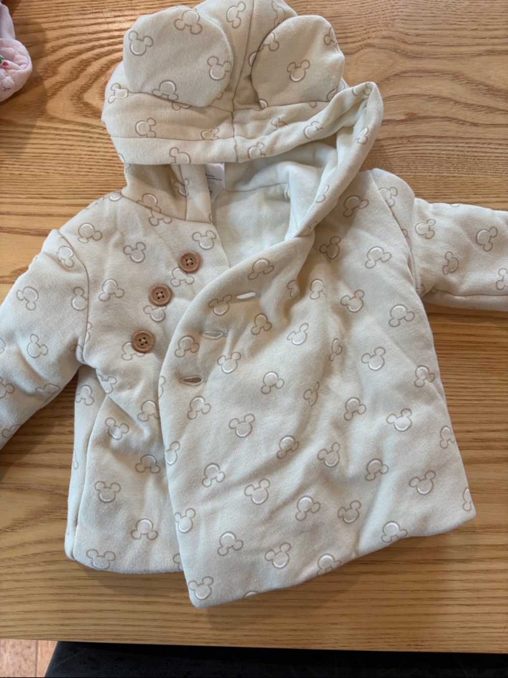 Disney Cream Mickey Ears Hooded Baby Coat